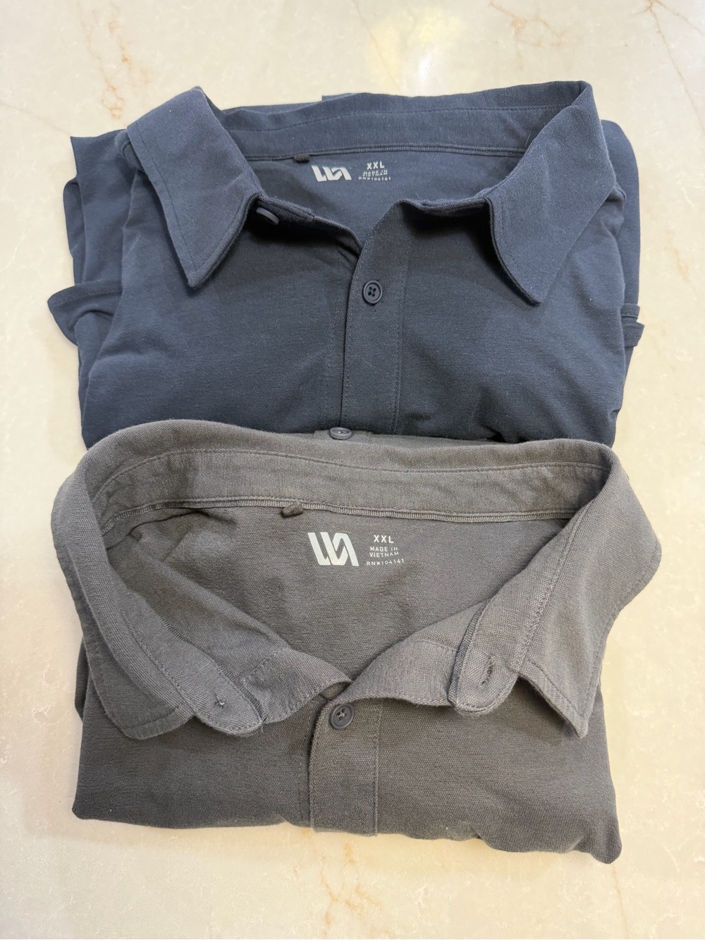 Lot of 2 Mens VRST Short Sleeve Button Down Shirts Navy Blue / Gray Size XXL